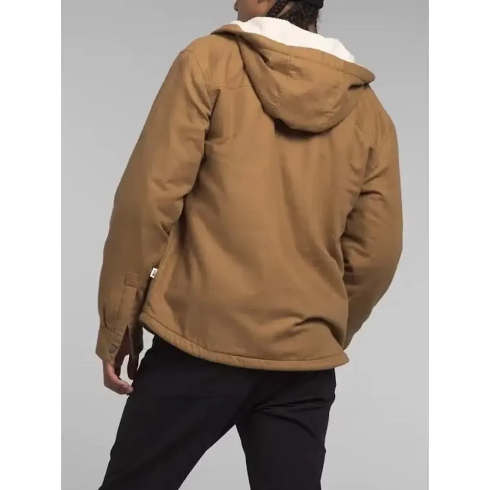 The North face HOODED CAMPSHIRE fleece lined shirt jacket utility brown NEW LG